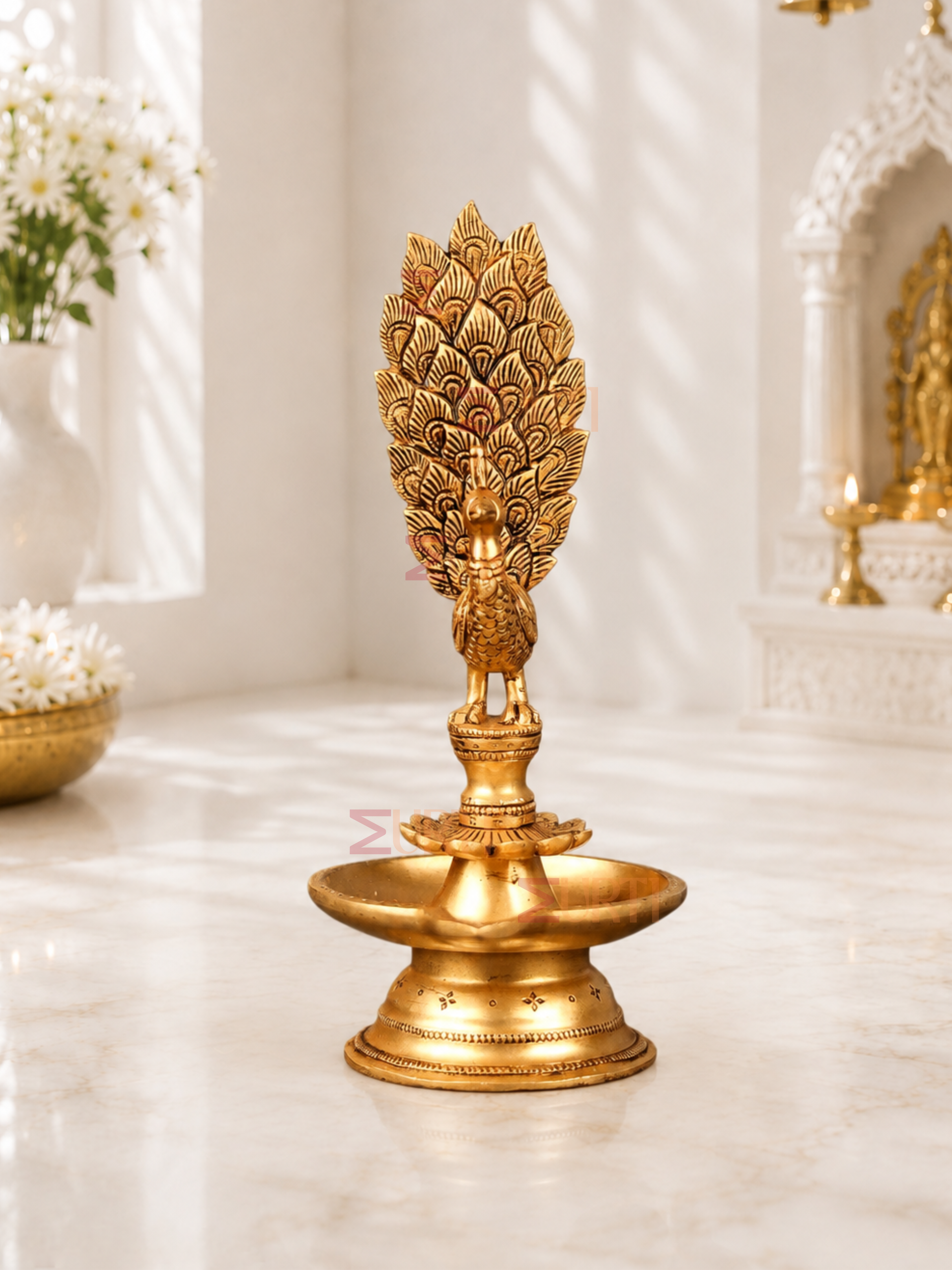 Handcrafted Brass Peacock Oil Lamp for Home Temple, Pooja Room & Spiritual Decor