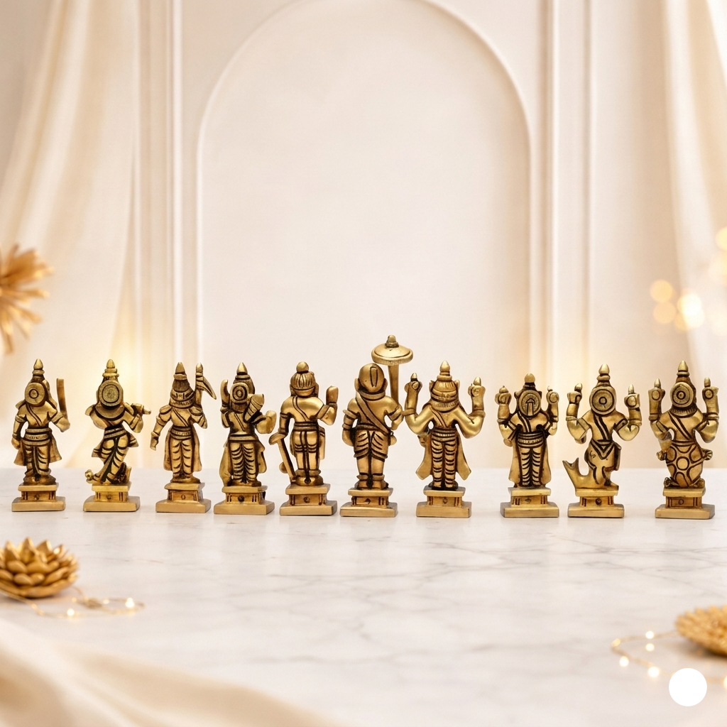 Dashavtar Lord Vishnu Ten Avatar Divine Idol Statue Puja Home Decor Set of of 10 Pcs