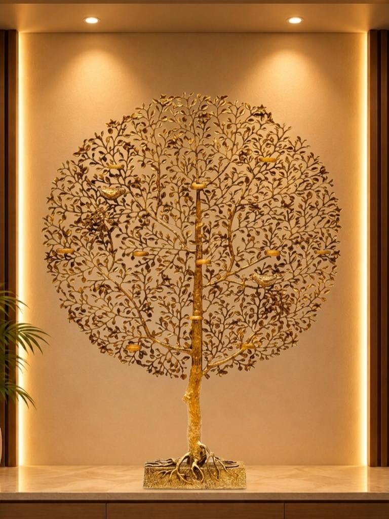 Luxury Brass Tree of Life Decor with Birds – Statement Sculpture for Living Room