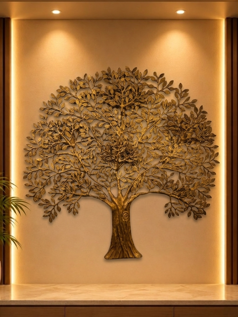Handcrafted Brass Kalpavriksha Tree of Life Wall Hanging for Living Room, Entrance, Office &amp; Luxury Interiors