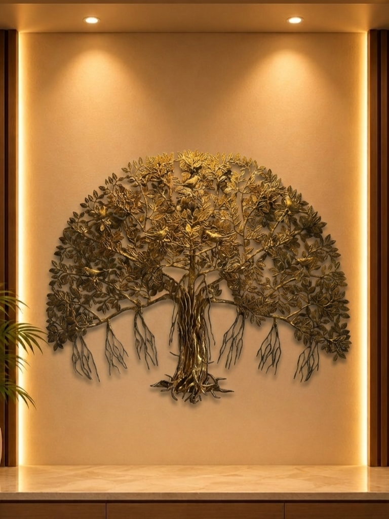 Handcrafted Brass Bodhi Tree Wall Art for Living Room, Foyer, Office &amp; Luxury Interiors