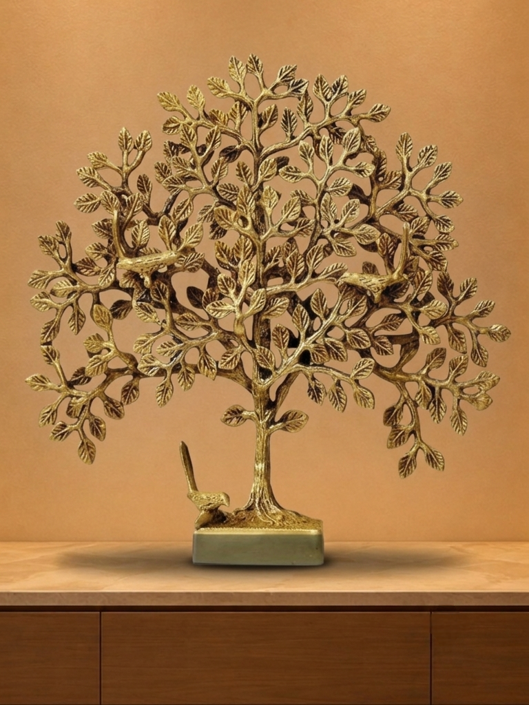 Brass Kalpavriksha Tree Showpiece for Living Room, Home Decor & Housewarming Gift
