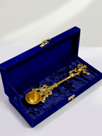 Brass Achmani Havan Spoon with Ganesh Ji in Velvet Gift Box