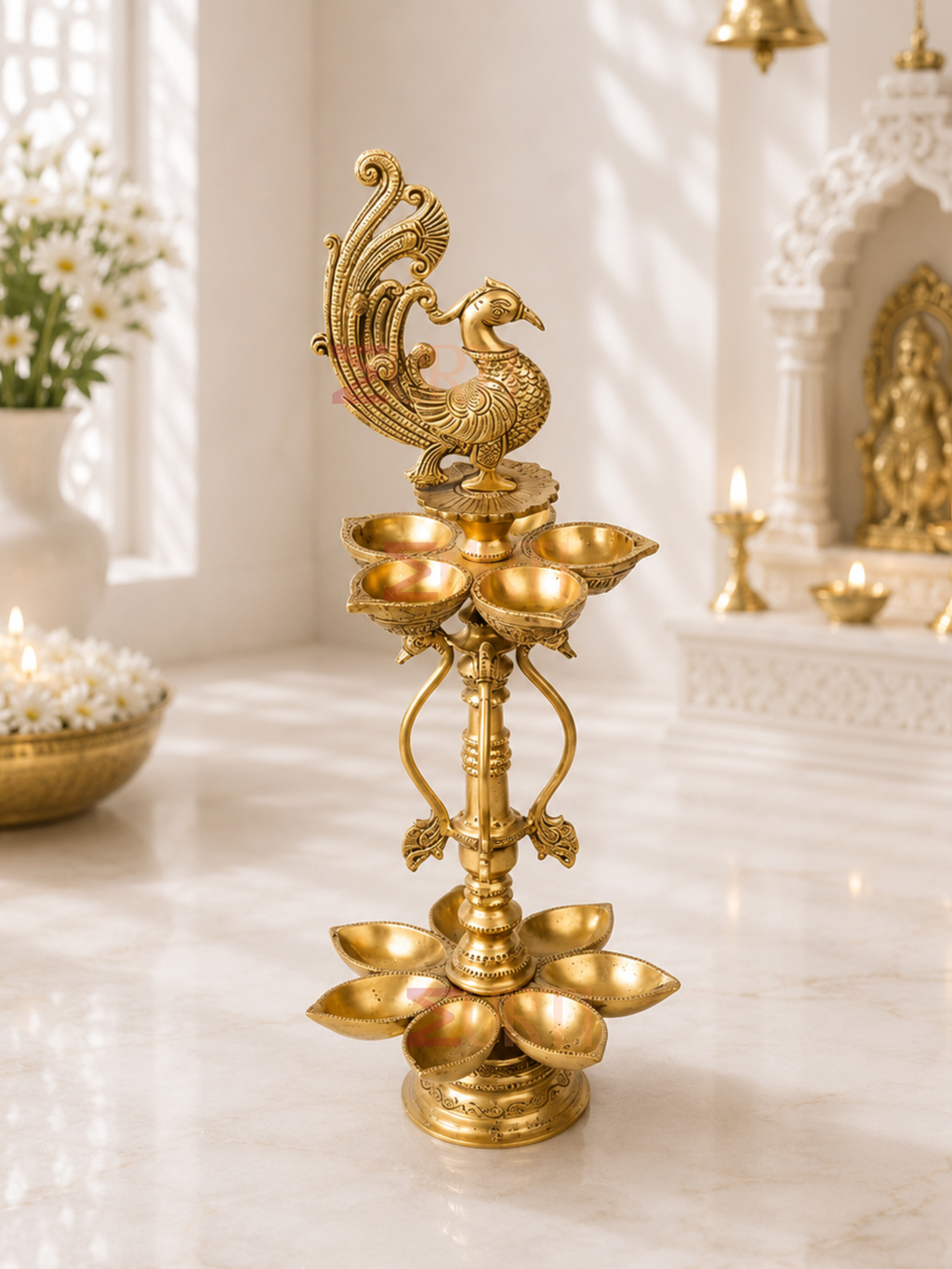 Brass Peacock Oil Lamp for Home Temple, Mandir & Traditional Decor