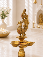 Brass Peacock Oil Lamp for Home Temple, Mandir & Traditional Decor