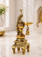 Handcrafted Brass Peacock Bird Deepak Diya for Home Temple, Mandir & Home Decor