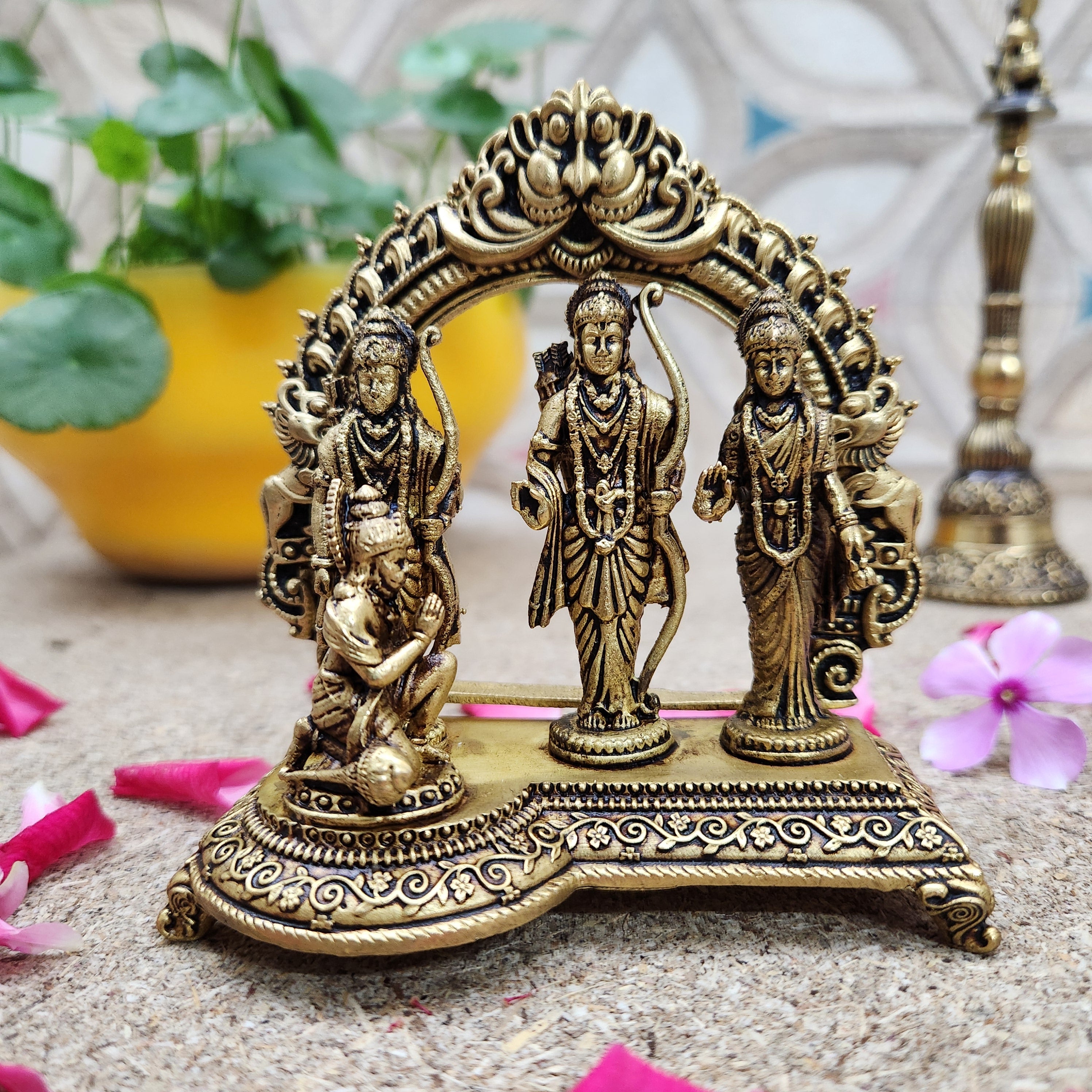 Pure Brass Super Fine Ram Darbar Idol | Ram Darbar Statue for Vastu, Puja & Home Temple