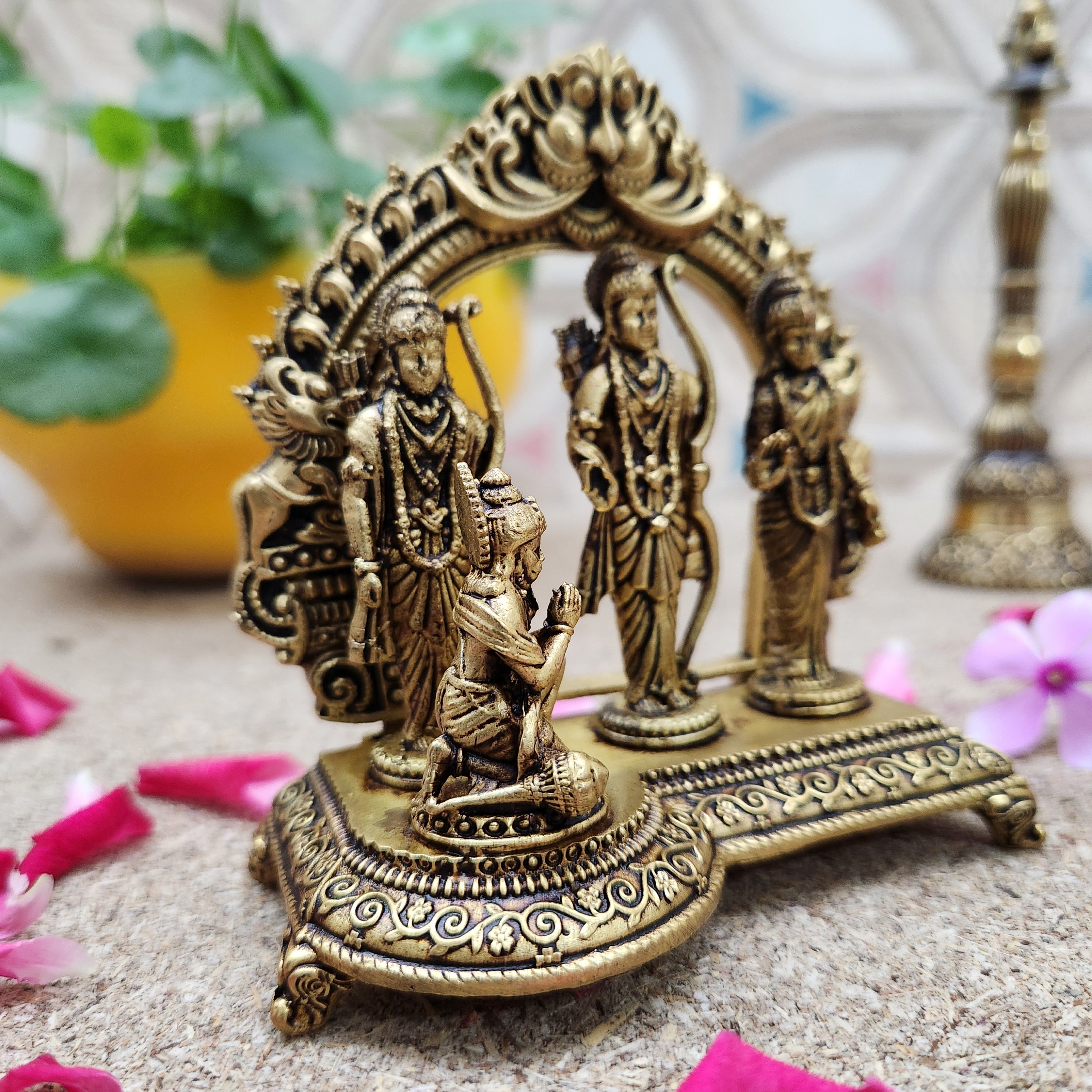 Pure Brass Super Fine Ram Darbar Idol | Ram Darbar Statue for Vastu, Puja & Home Temple