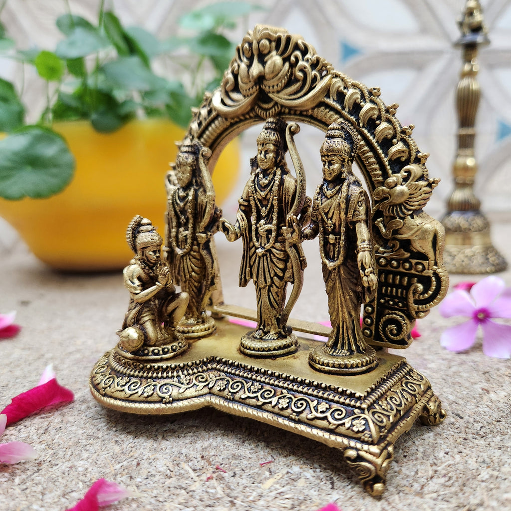 Pure Brass Super Fine Ram Darbar Idol | Ram Darbar Statue for Vastu, Puja & Home Temple