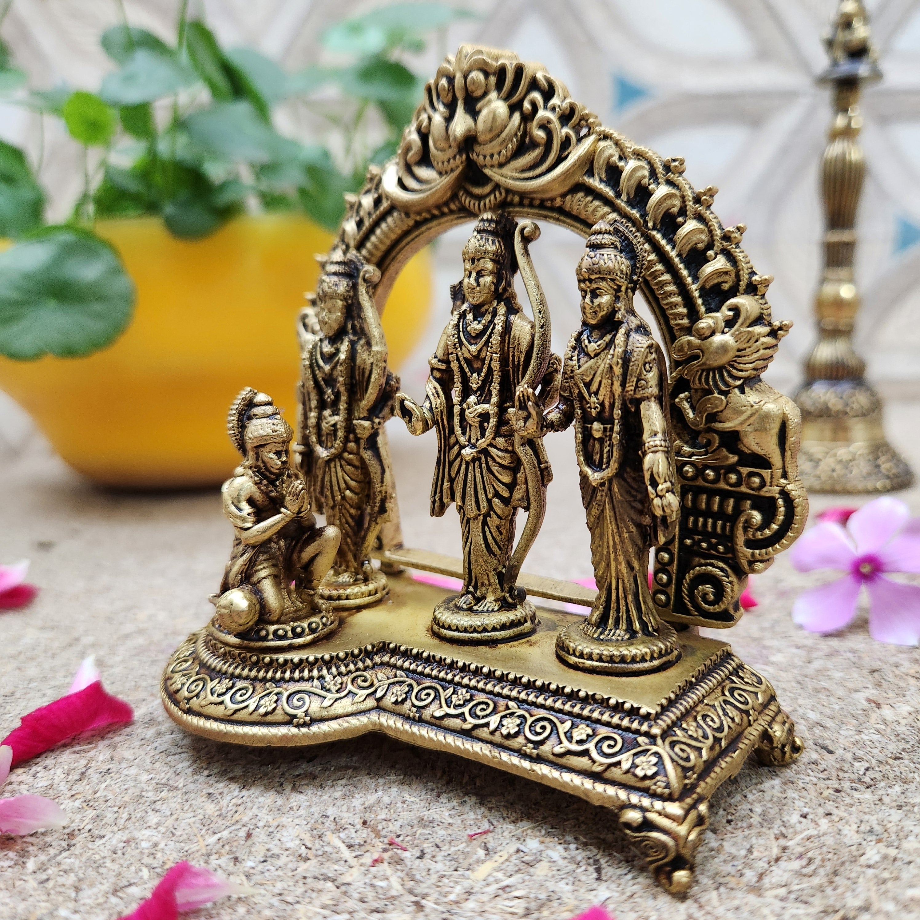 Pure Brass Super Fine Ram Darbar Idol | Ram Darbar Statue for Vastu, Puja & Home Temple