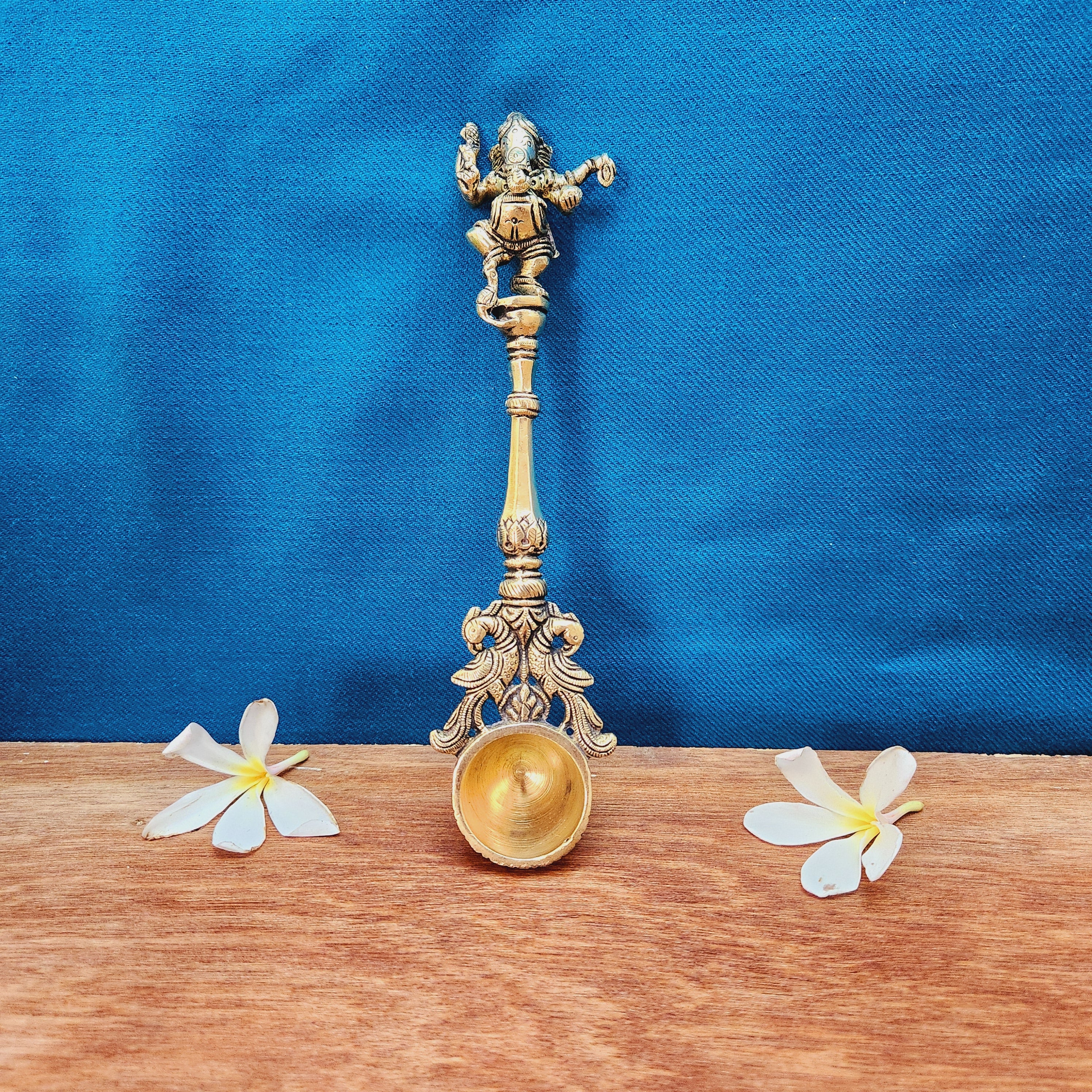Brass Ganesh Pooja Spoon | Ganesh Design Spoon for Puja & Home Temple