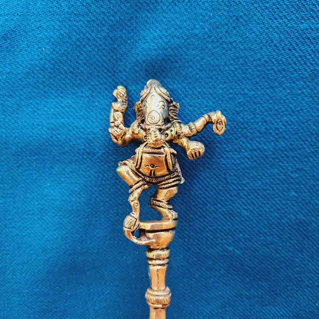 Brass Ganesh Pooja Spoon | Ganesh Design Spoon for Puja & Home Temple