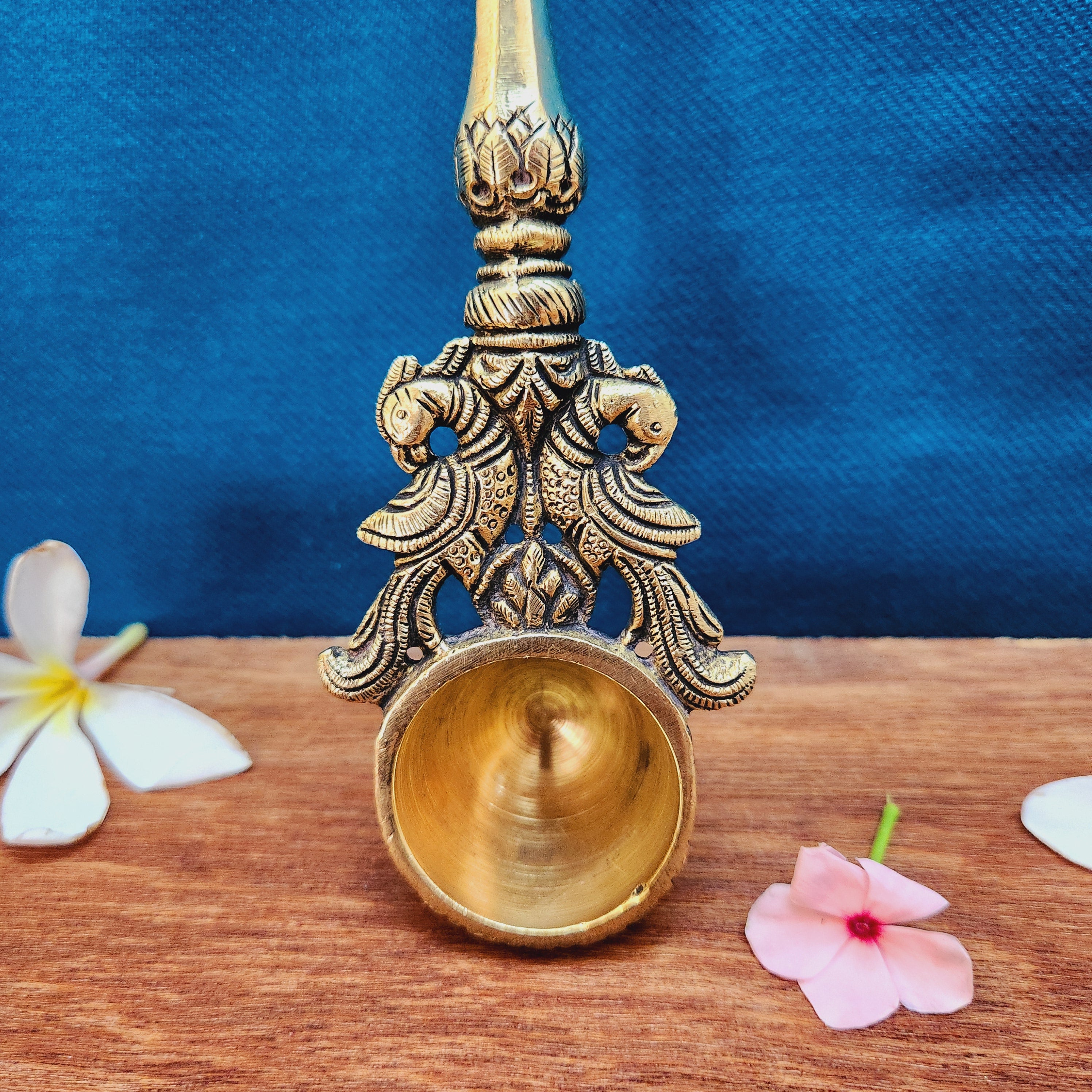 Brass Ganesh Pooja Spoon | Ganesh Design Spoon for Puja & Home Temple