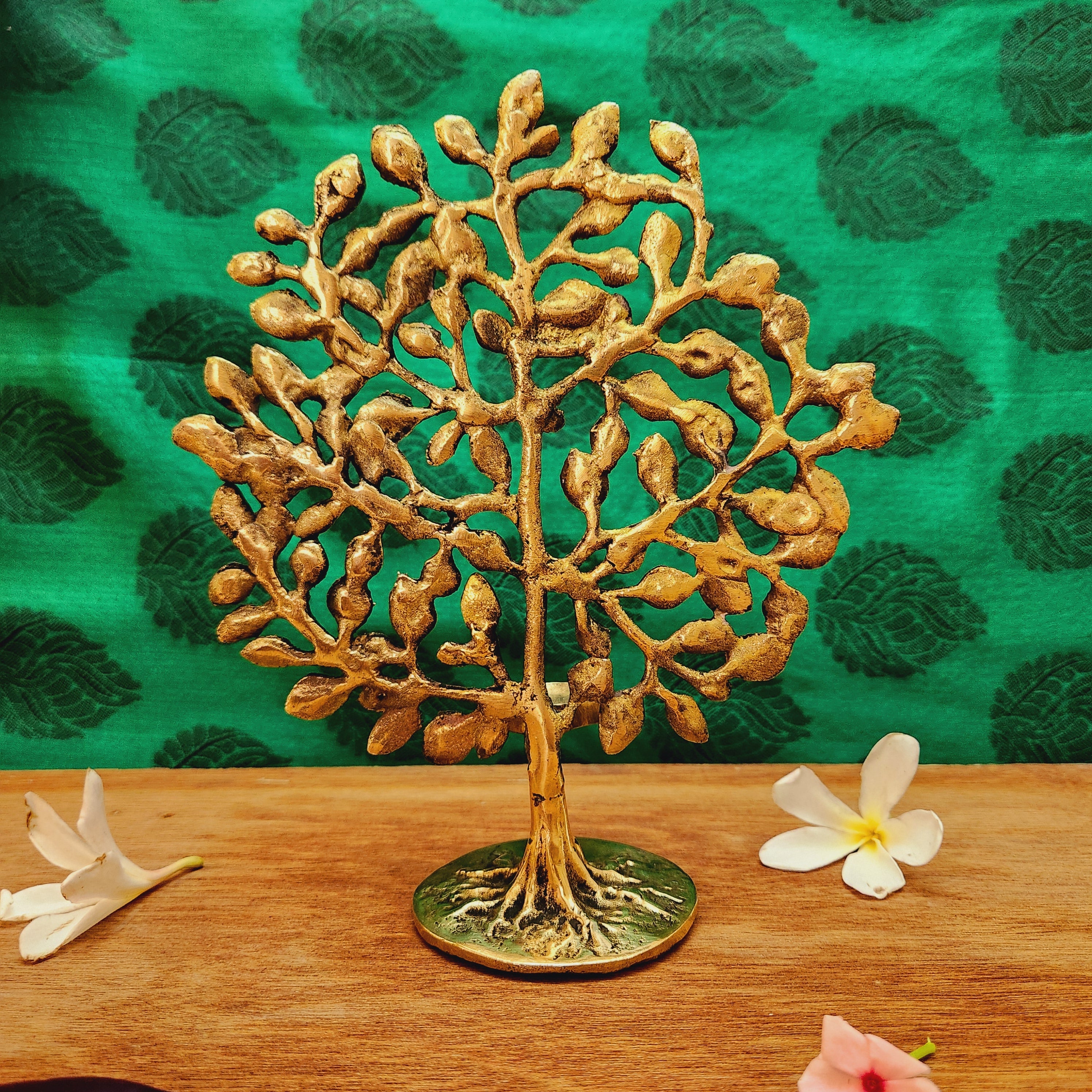 Pure Brass Tree with Candle Holder | Decorative Tree Candle Stand for Home Décor