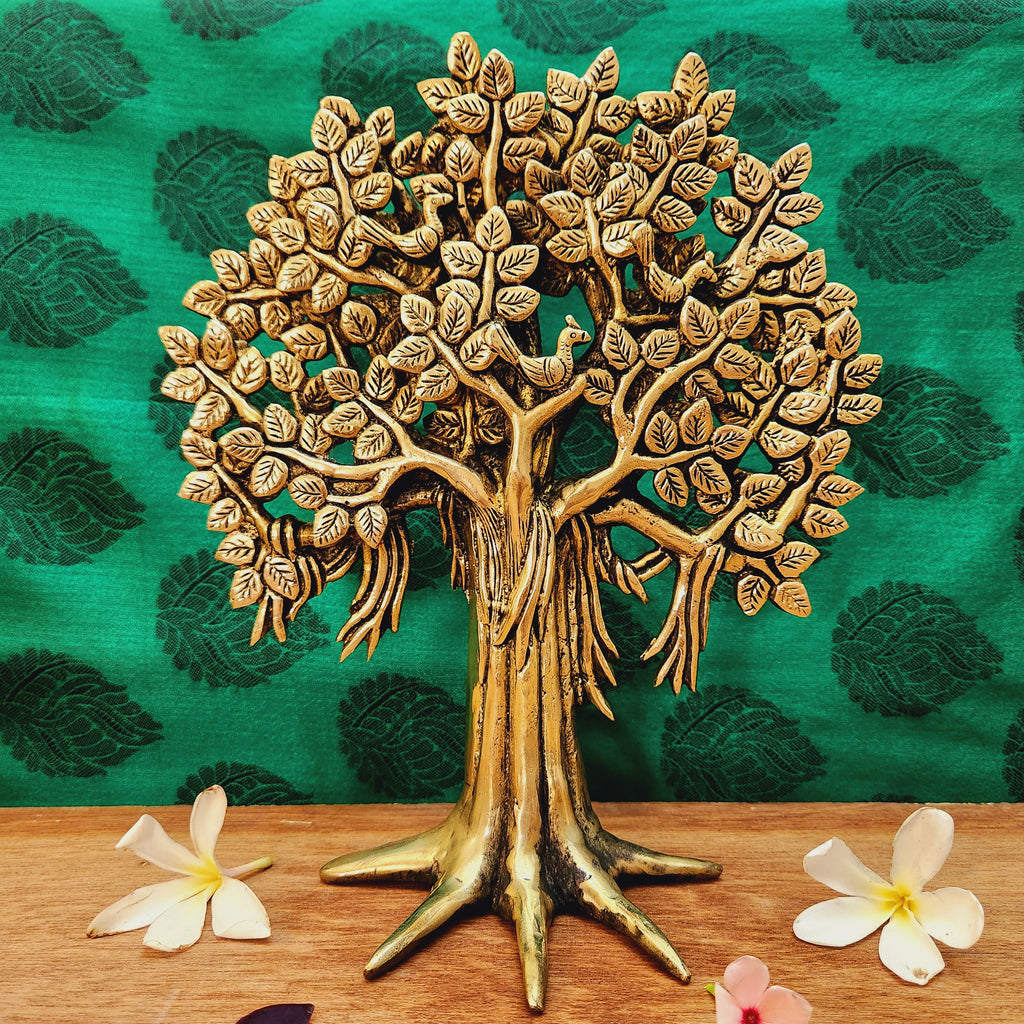 Pure Brass Banyan Tree Showcase | Artistic Banyan Tree Decor for Showcase & Display