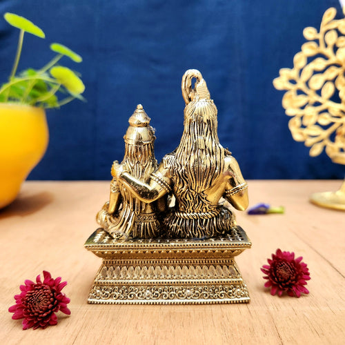 Brass Shiv Parvati Idol | Lord Shiva Parvati Statue for Home Temple & Décor