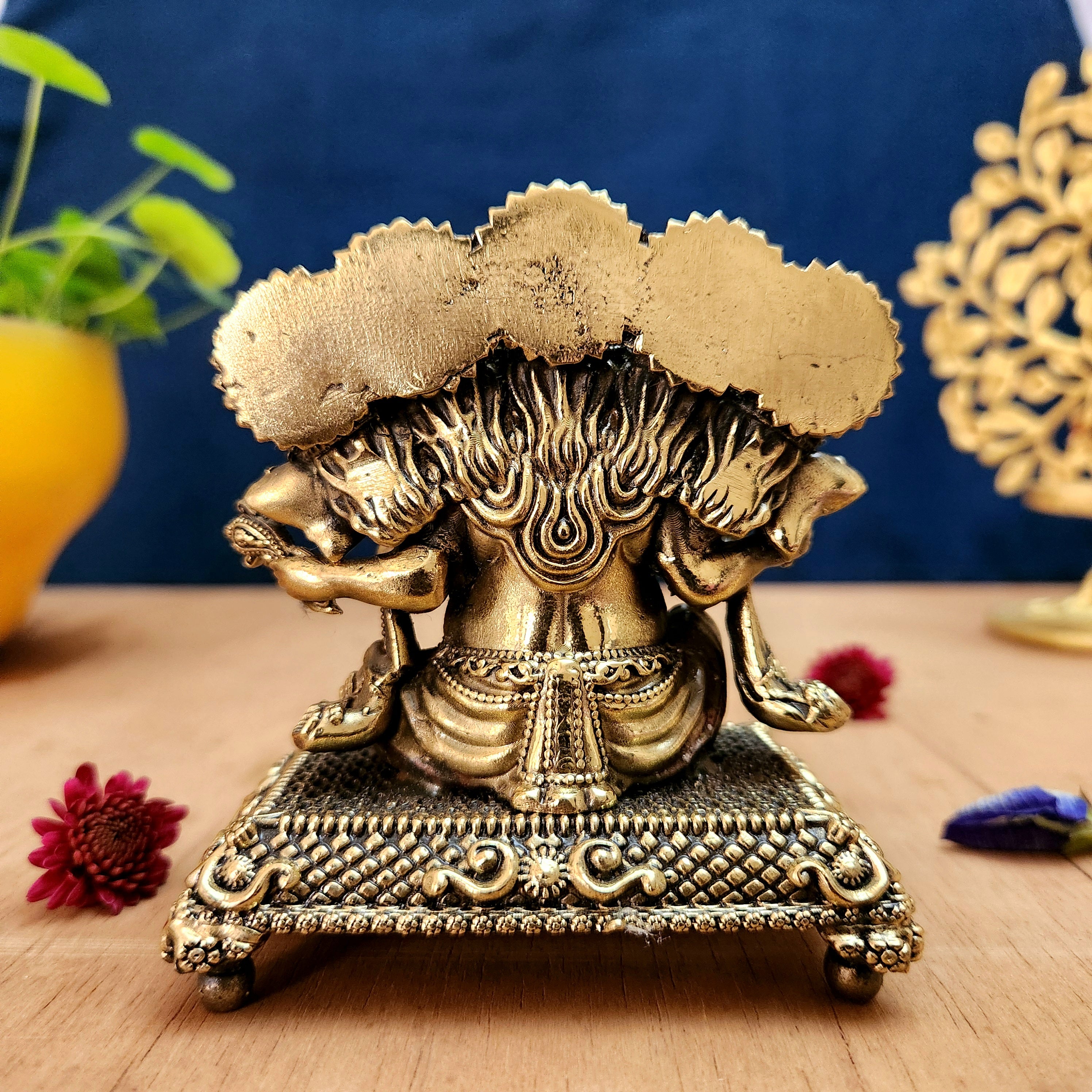 Pure Brass Panchmukhi Ganesh Idol | Divine Five-Face Ganesh Ji Statue for Vastu, Decor & Gifting