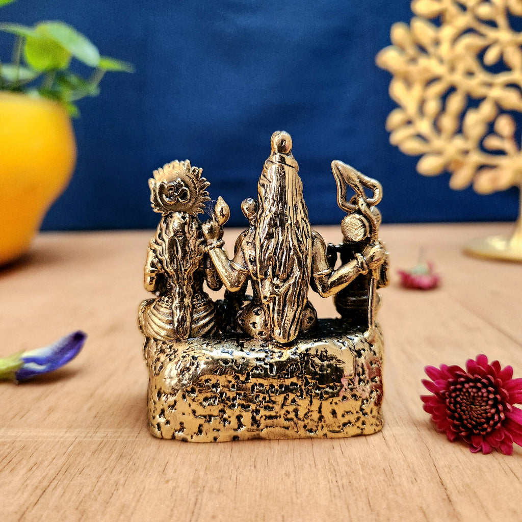 Pure Brass Shiv Parivar Miniature Idol | Divine Shiva Family Statue for Home Decor & Puja