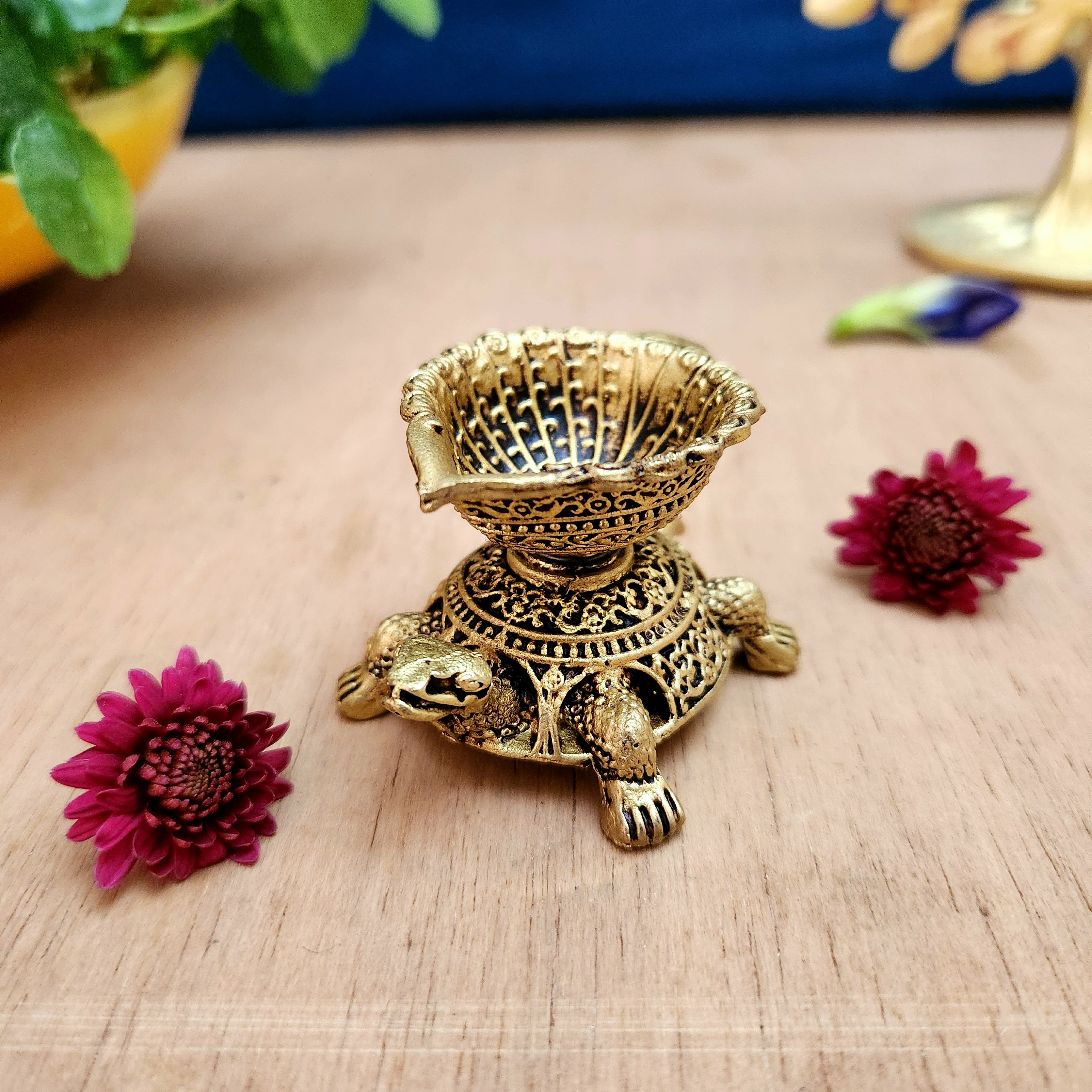 Brass Turtle Diya | Traditional Turtle Design Diya for Puja & Home Temple