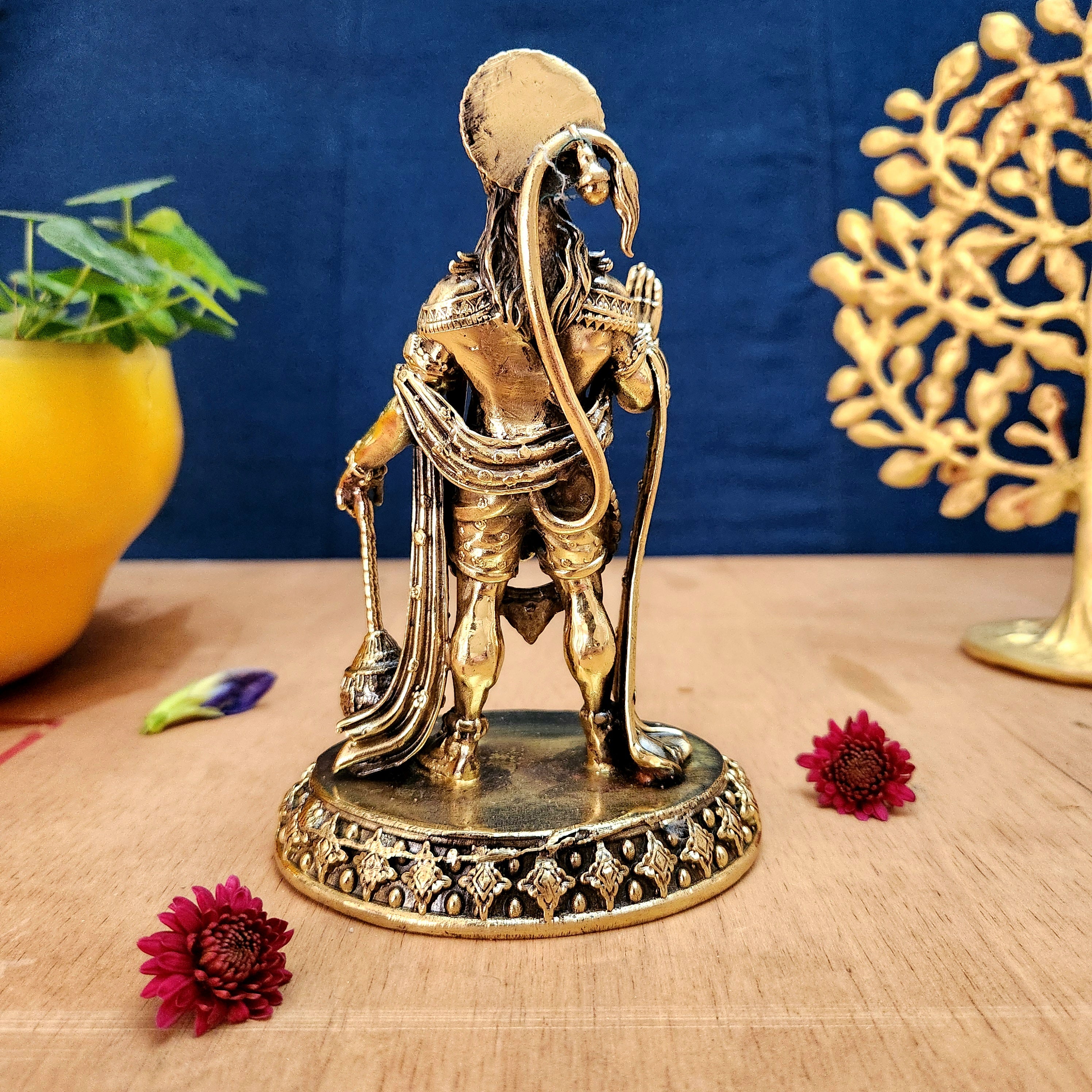 Pure Brass Standing Hanuman Idol | Lord Hanuman Ji Statue for Strength, Protection & Worship