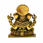 Seated Ganesha Brass Lord Ganesha Sitting on Singhasan Idol | Ganpati Statue for Home Temple, Office Desk & Spiritual Decor