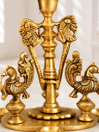 Brass Eight Wicks Peacock Oil Lamp for Home Temple, Mandir & Traditional Decor