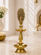 Handcrafted Brass Peacock Oil Lamp for Pooja Room & Spiritual Decor