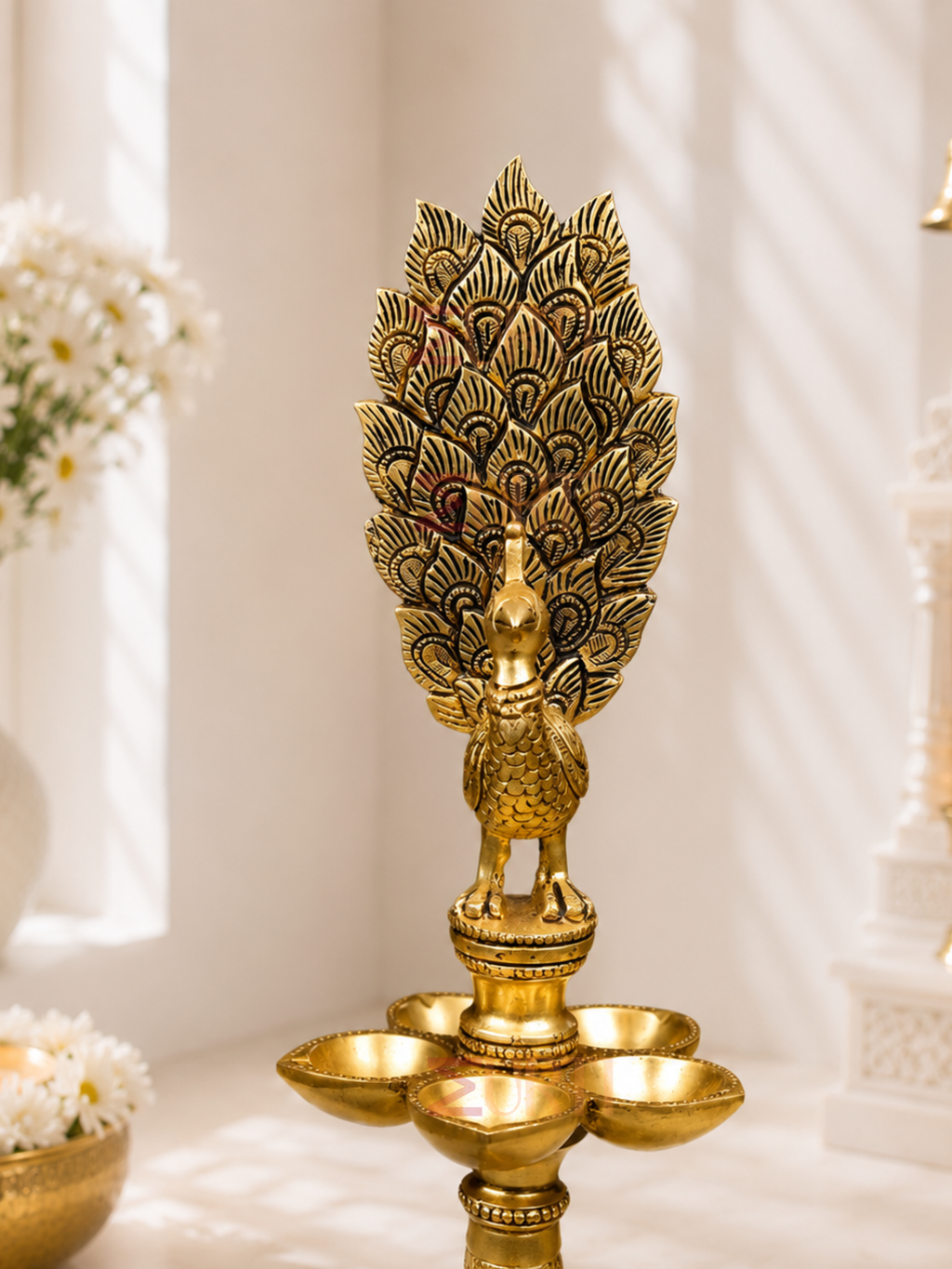 Handcrafted Brass Peacock Oil Lamp for Pooja Room & Spiritual Decor