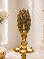 Handcrafted Brass Peacock Oil Lamp for Pooja Room & Spiritual Decor