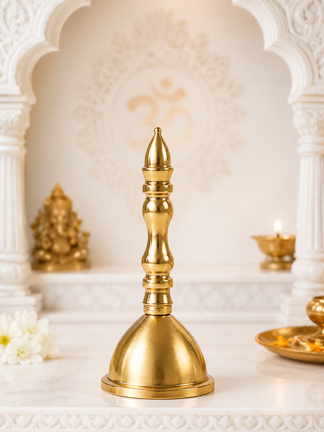 Handcrafted Brass Pooja Ghanti Bell for Home Temple, Mandir & Spiritual Decor