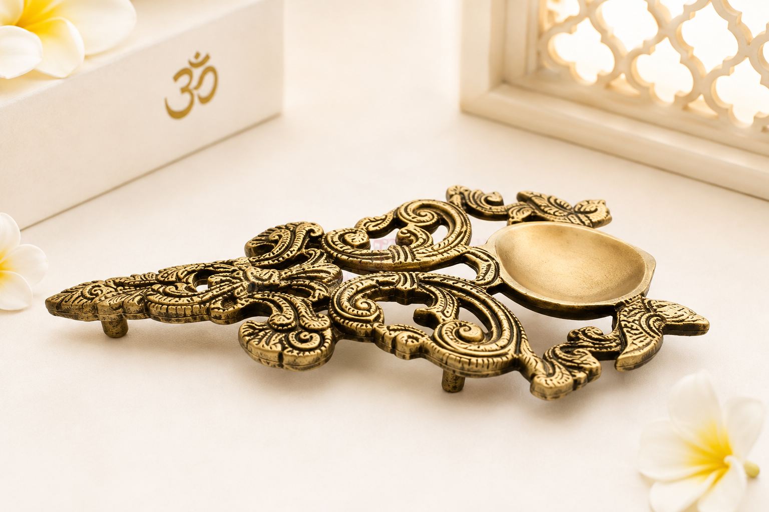 Handcrafted Brass Peacock Aarti Spoon for Home Temple, Pooja Room & Spiritual Decor