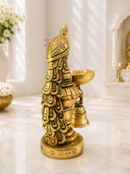 Handcrafted Brass Peacock Bird Deepak Diya for Home Temple, Mandir & Home Decor