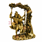 Brass Radha Krishna Jhula Idol with Peacock & Tree Design for Home Temple, Pooja & Spiritual Decor