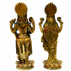 Brass Lord Vishnu & Goddess Lakshmi Idol Set for Home Temple, Pooja Room & Spiritual Decor