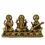 Brass Lakshmi Ganesha Saraswati Idol Set | Hindu Deity Statue for Wealth, Wisdom, Prosperity & Home Temple