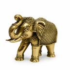 Superfine Brass Elephant Statue craved & Fine Art with Ganesha Showpiece for Home Decor, Living Room, Office Desk & Vastu Decoration