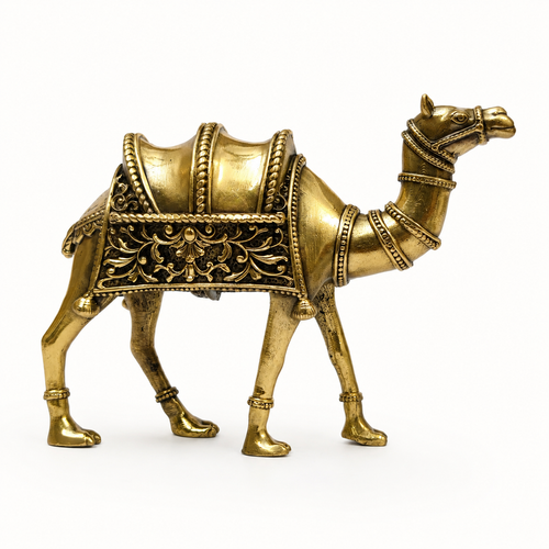 Brass Camel Statue for Vastu & Home Decor | Traditional Rajasthani Camel Figurine Showpiece | Decorative Animal Idol for Housewarming Gifts