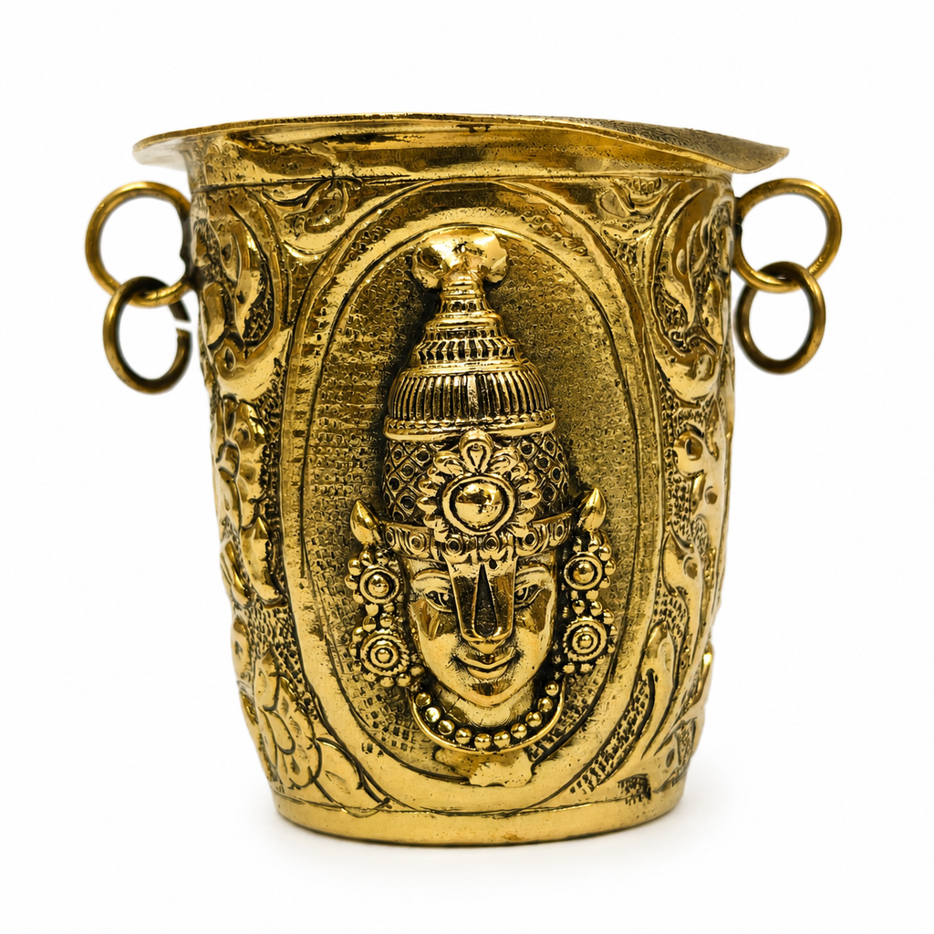 Brass Lakshmi Balaji Tumblers for Pooja, Temple Rituals, Festive Use & Traditional Home Decor