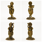 Lord Vishnu Dashavatara Antique Finish Brass Statue Set for Pooja, Temple Decoration, Spiritual Home Decor & Festive Gifts