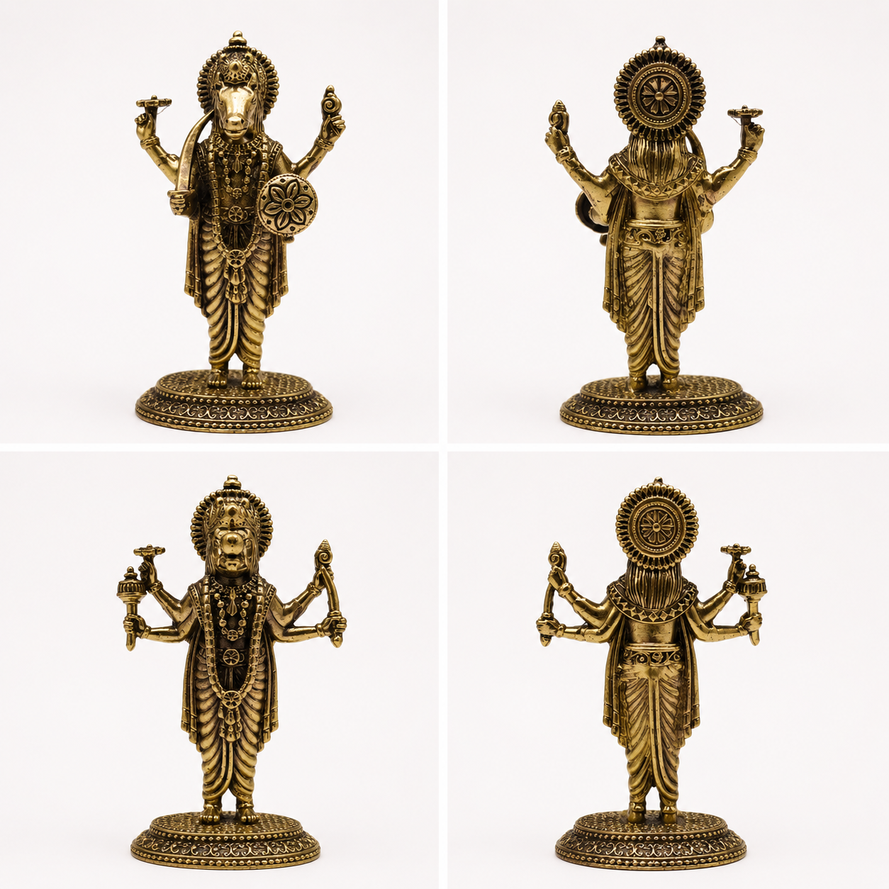 Lord Vishnu Dashavatara Antique Finish Brass Statue Set for Pooja, Temple Decoration, Spiritual Home Decor & Festive Gifts