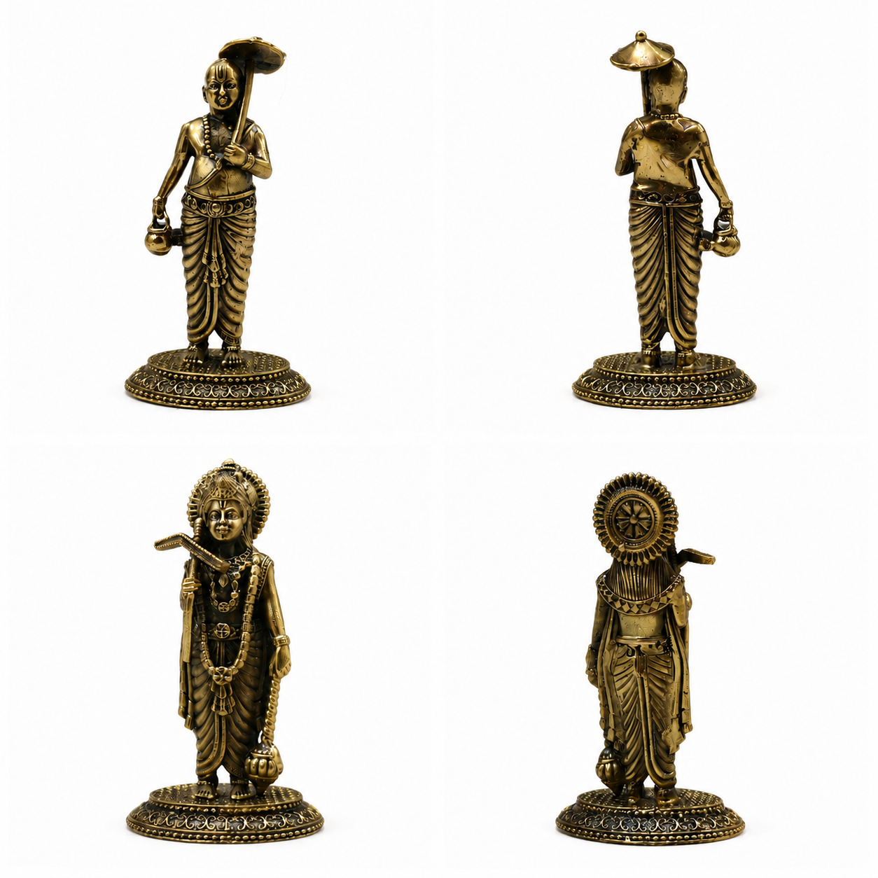 Lord Vishnu Dashavatara Antique Finish Brass Statue Set for Pooja, Temple Decoration, Spiritual Home Decor & Festive Gifts