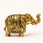 Superfine Brass Elephant Statue craved & Fine Art with Ganesha Showpiece for Home Decor, Living Room, Office Desk & Vastu Decoration