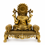Ganesha Brass Statue Seated on Singhasan Idol on for Home Decor, Pooja Room, Office Desk & Spiritual Gift