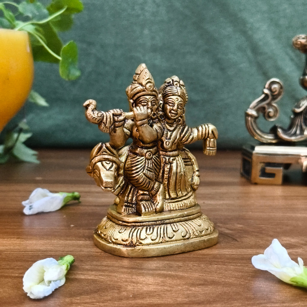 Pure Brass Radhe Krishna Fine Idol | Auspicious Radha Krishna Statue for Puja & Worship