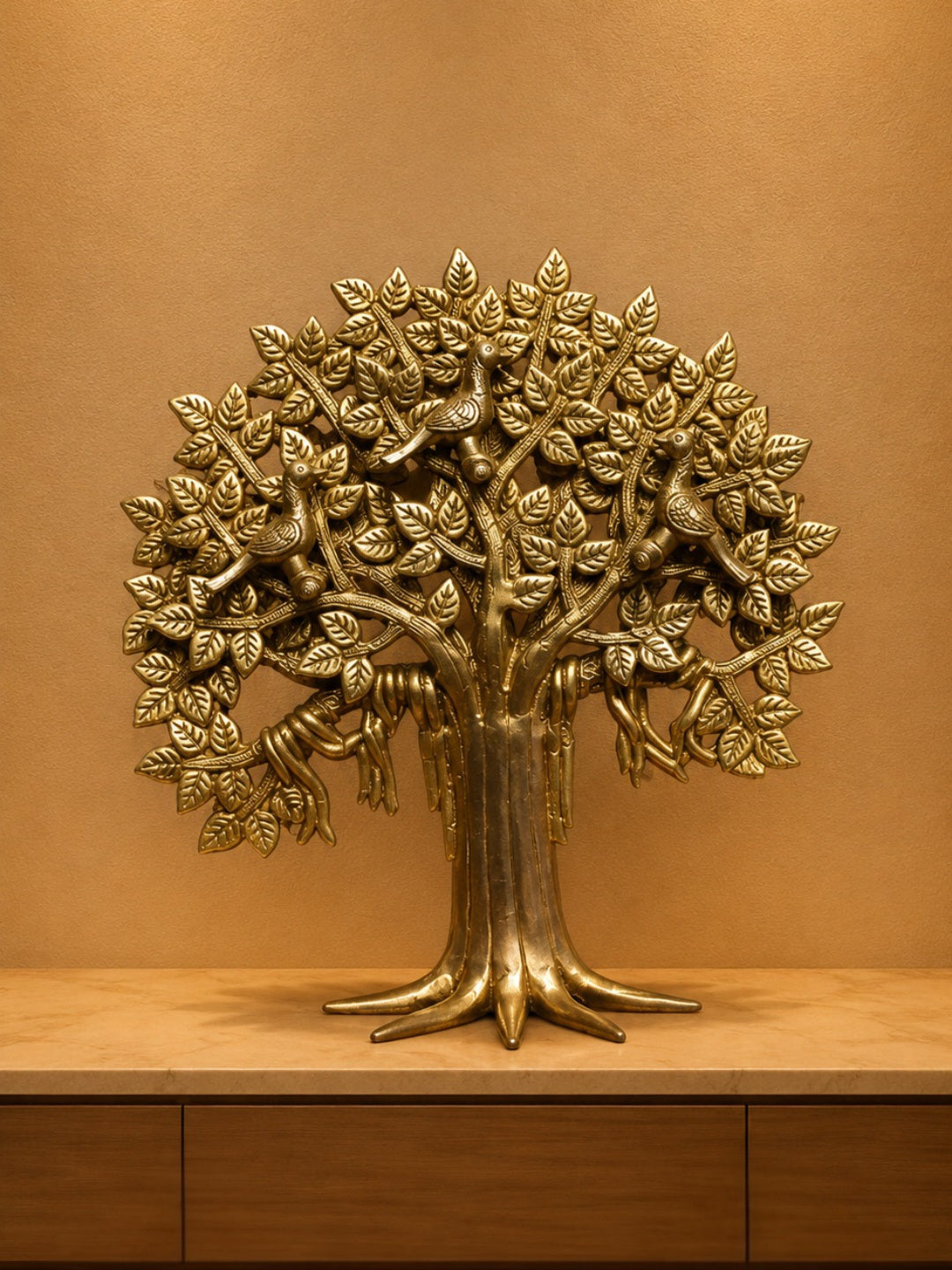 Brass Kalpavriksha Tree Showpiece for Living Room, Office & Luxury Home Decor