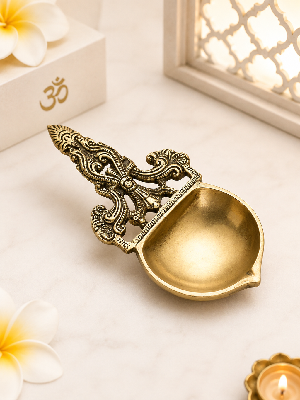 Handcrafted Brass Hawan Spoon for Pooja Room & Spiritual Decor