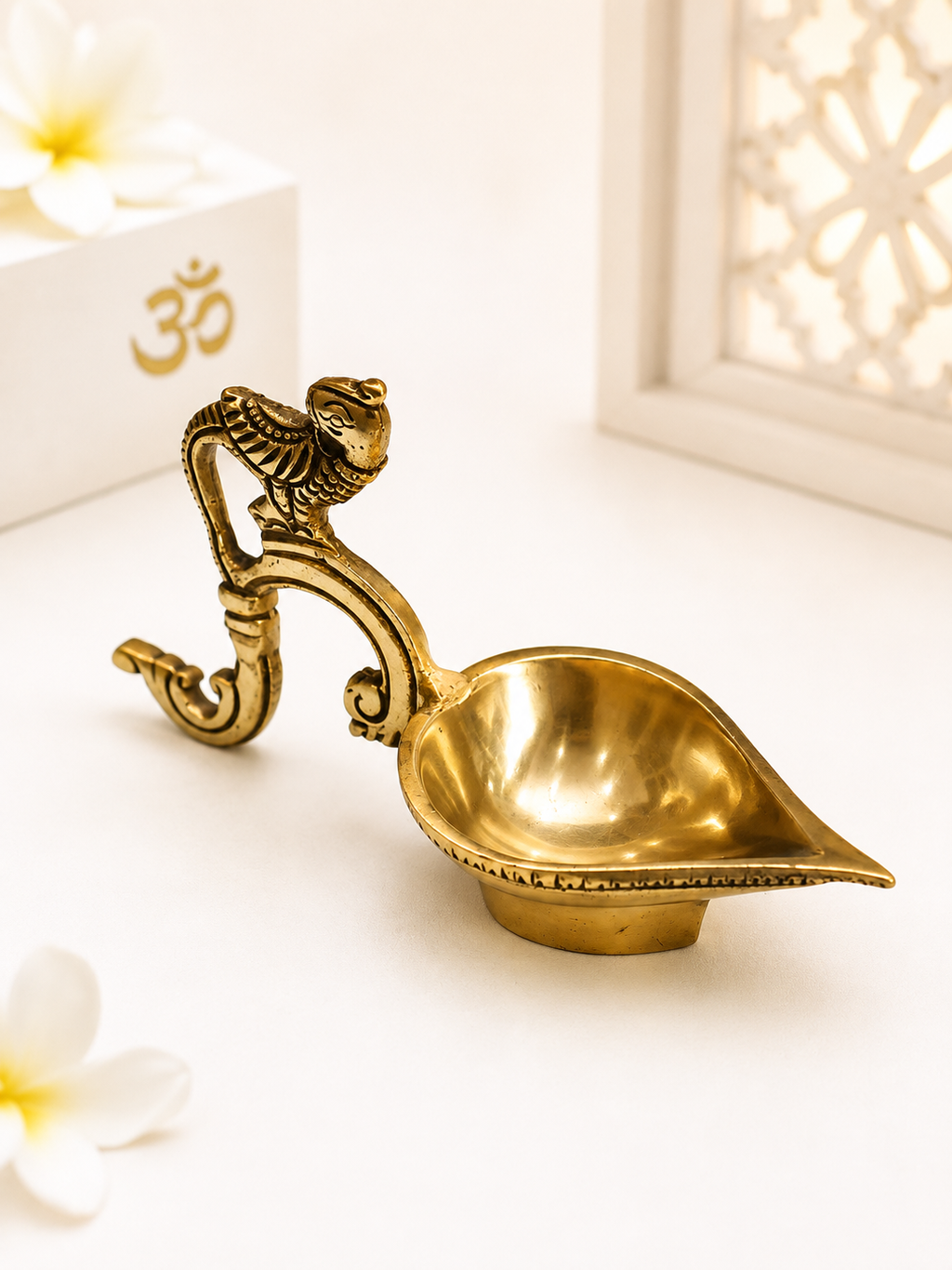 Handcrafted Brass Bird Oil Lamp for Home Temple, Mandir & Spiritual Decor