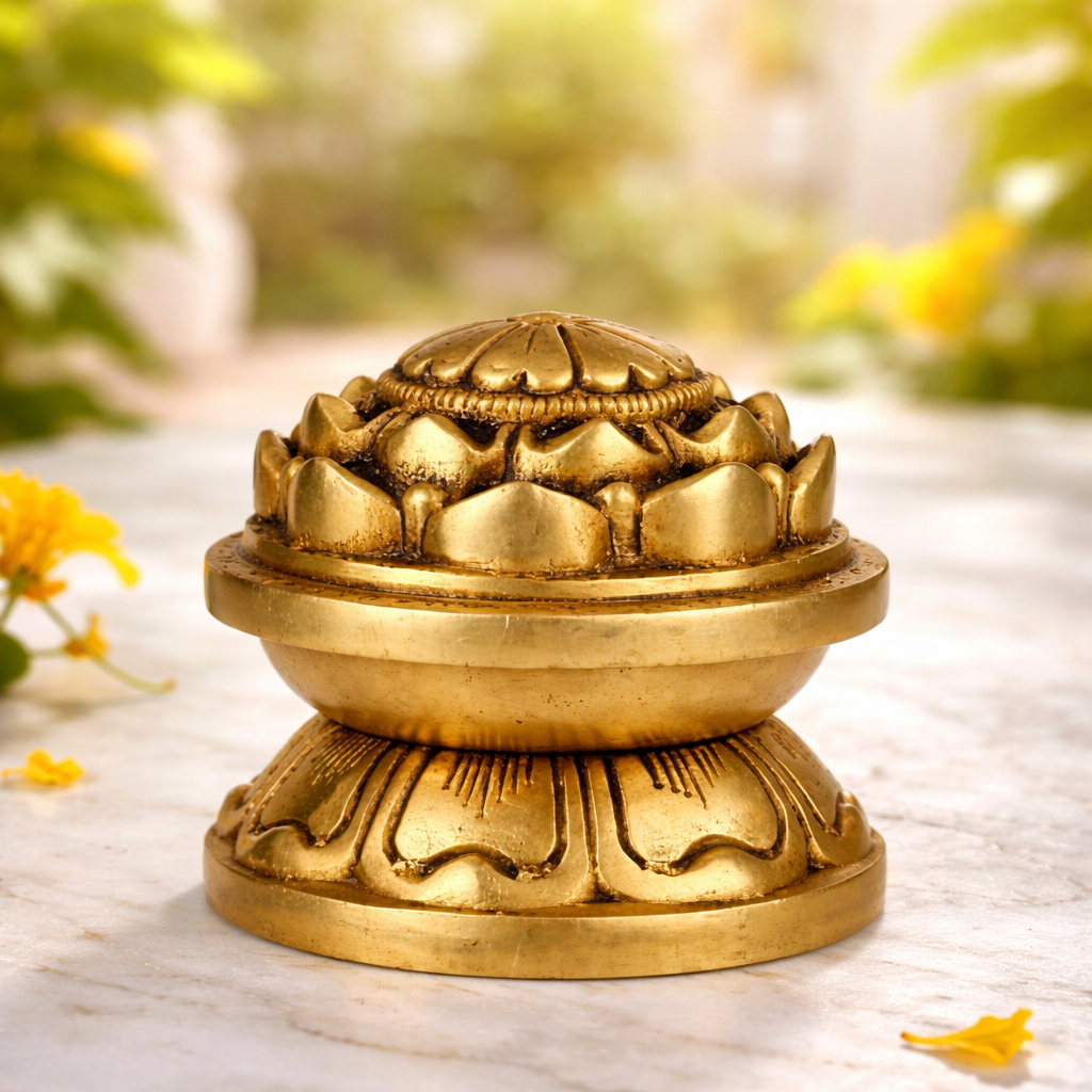 Lotus Shape Dhoop Dani Tealight Candle Holder for Home Office Temple Mandir Pooja Puja Room