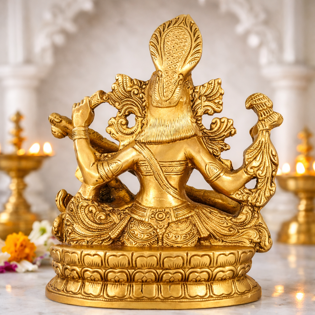 Saraswati ji Idol, Brass Statue, Big Size, Golden Colour,Perfect for Gifting to Family& Friends