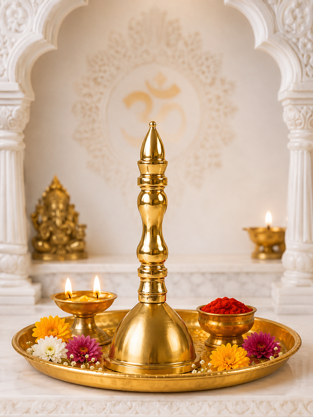 Handcrafted Brass Pooja Ghanti Bell for Home Temple, Mandir & Spiritual Decor